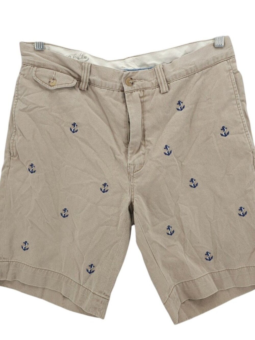POLO RALPH LAUREN Bedford Chino Shorts Anchor Embroidered Classic Fit Size 33